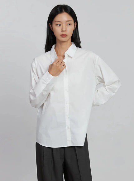 basic-long-sleeve-button-up-shirt-id516 / White