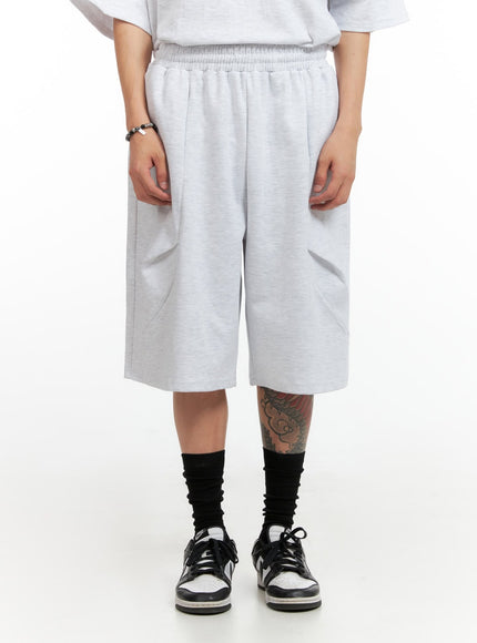 mens-solid-cozy-sweatpant-shorts-ig402 / White