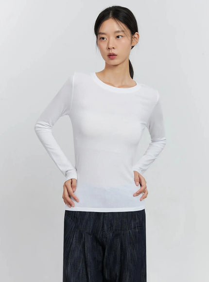 basic-stretch-long-sleeve-top-is516 / White