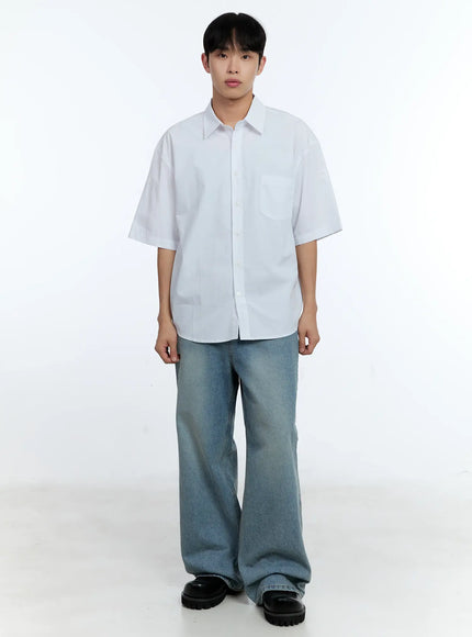 mens-pocket-detail-short-sleeve-shirt-ig519 / White