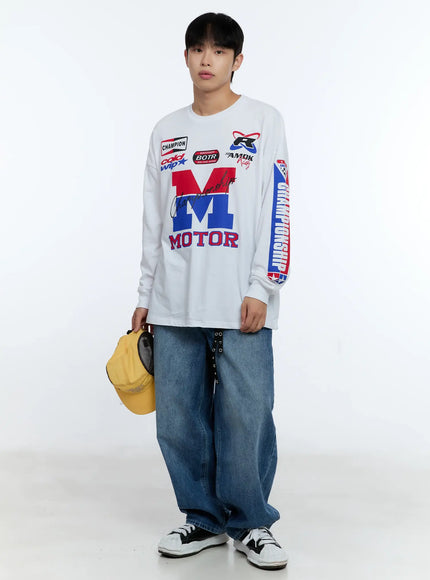 mens-racing-graphic-long-sleeve-t-shirt-ig515 / White