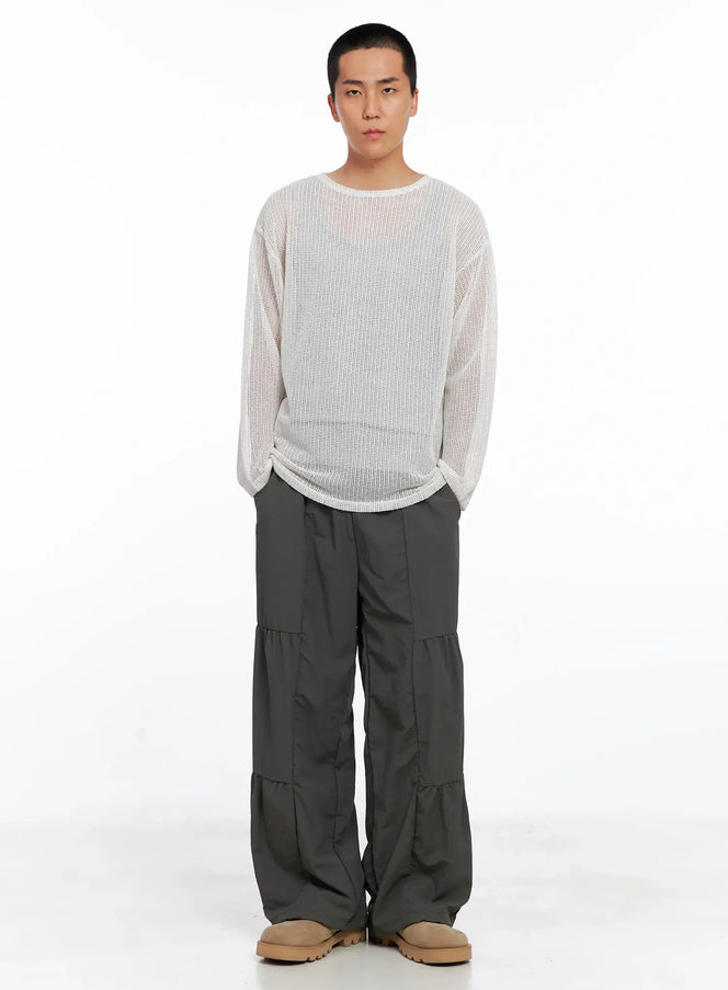 Men's Sheer Knit Long Sleeve IS510 in White, size M/L
