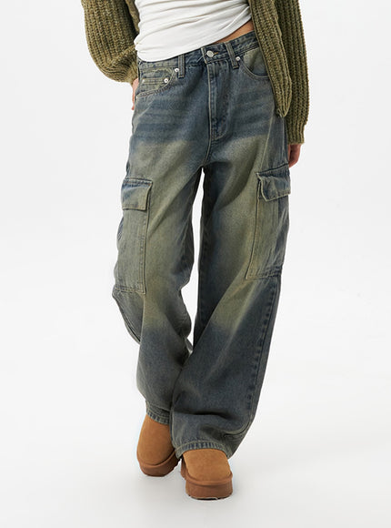 high-waisted-cargo-jeans-io324 / Yellow