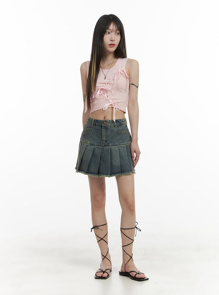 destroyed-pleated-mini-denim-skirt-oa426