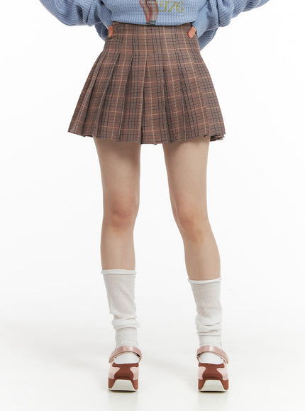 check-pleated-mini-skirt-om408