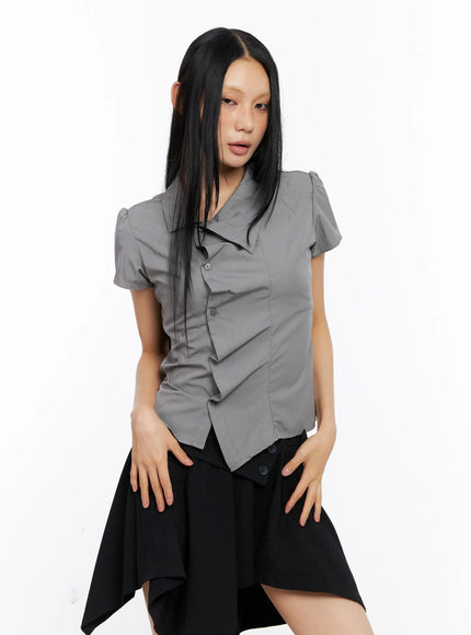 asymmetric-collar-button-down-blouse-cl530