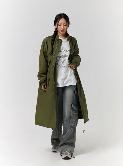 collar-solid-zipper-drawstring-long-jacket-cd328