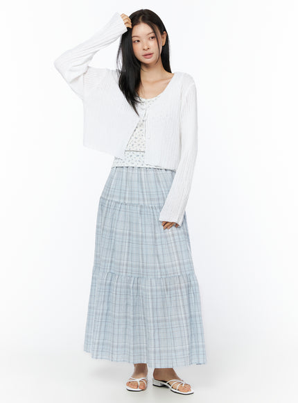 plaid-ruffle-long-skirt-iu519