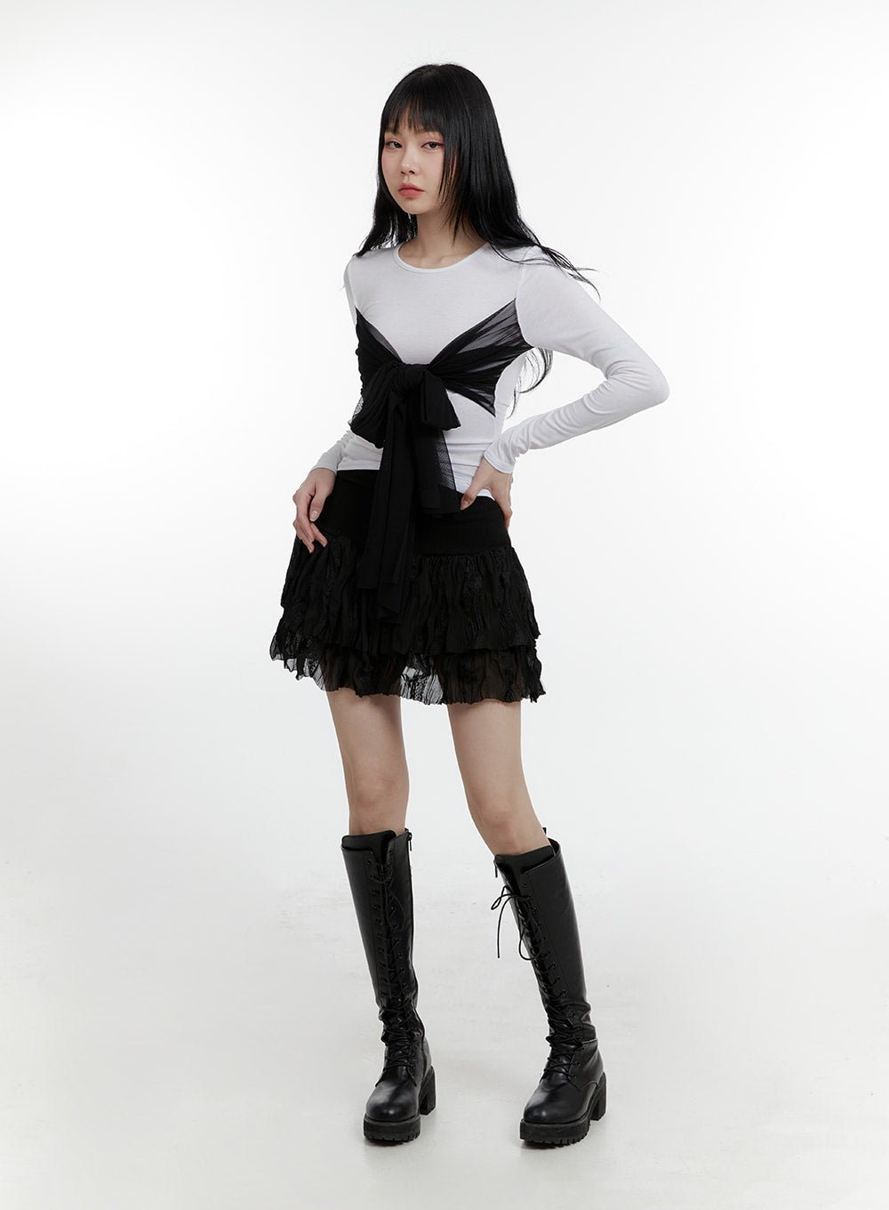 shirring-banded-mini-skirt-cm429