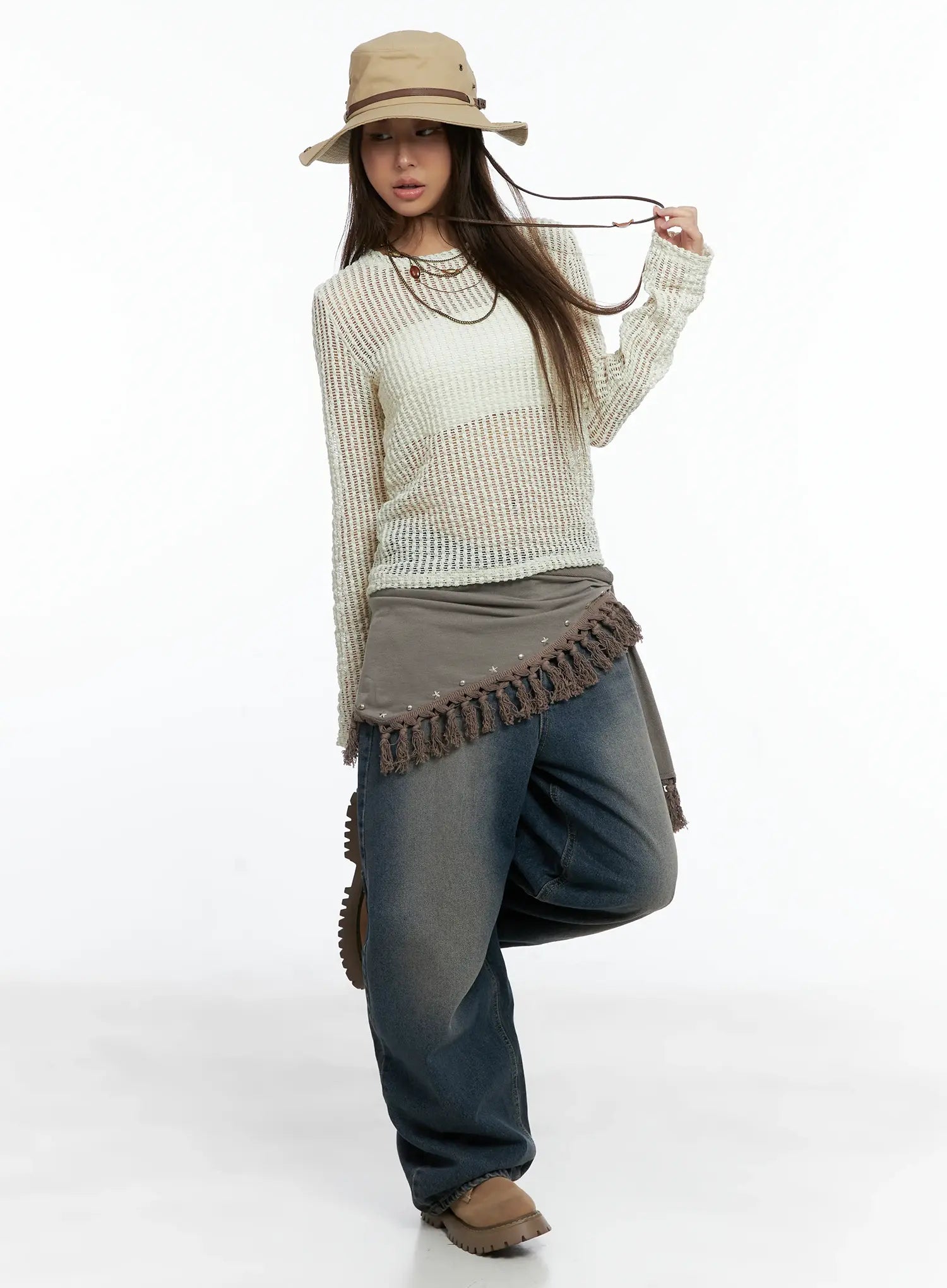 western-fringe-scarf-strapless-top-cs511