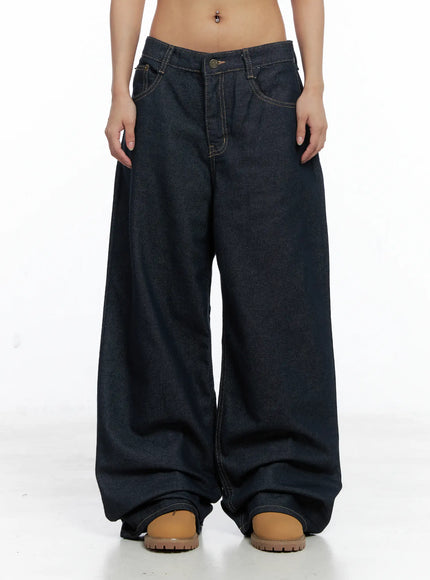 Giada Raw Indigo Wide-Leg Jeans CS505 - Acubi Style | Lewkin Dark Blue / S Giada Raw Indigo Wide-Leg Jeans CS505 - Acubi Style | Lewkin Dark Blue / S