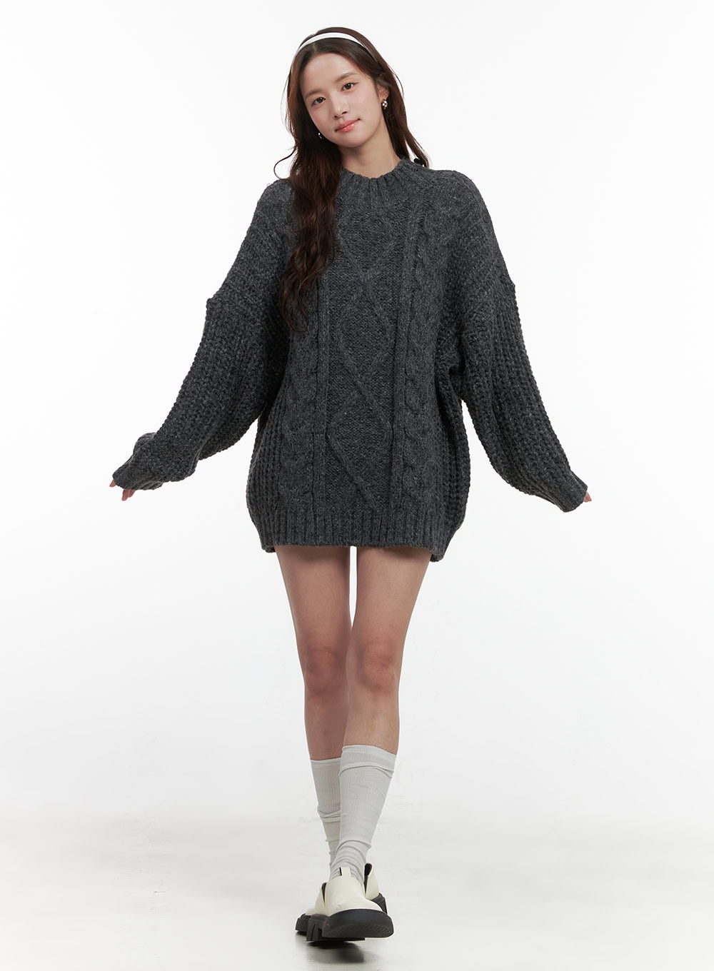 Loose-Fit Knit Mini Dress OO421 - Casual style | LEWKIN Pink / M/L Loose-Fit Knit Mini Dress OO421 - Casual style | LEWKIN Pink / M/L