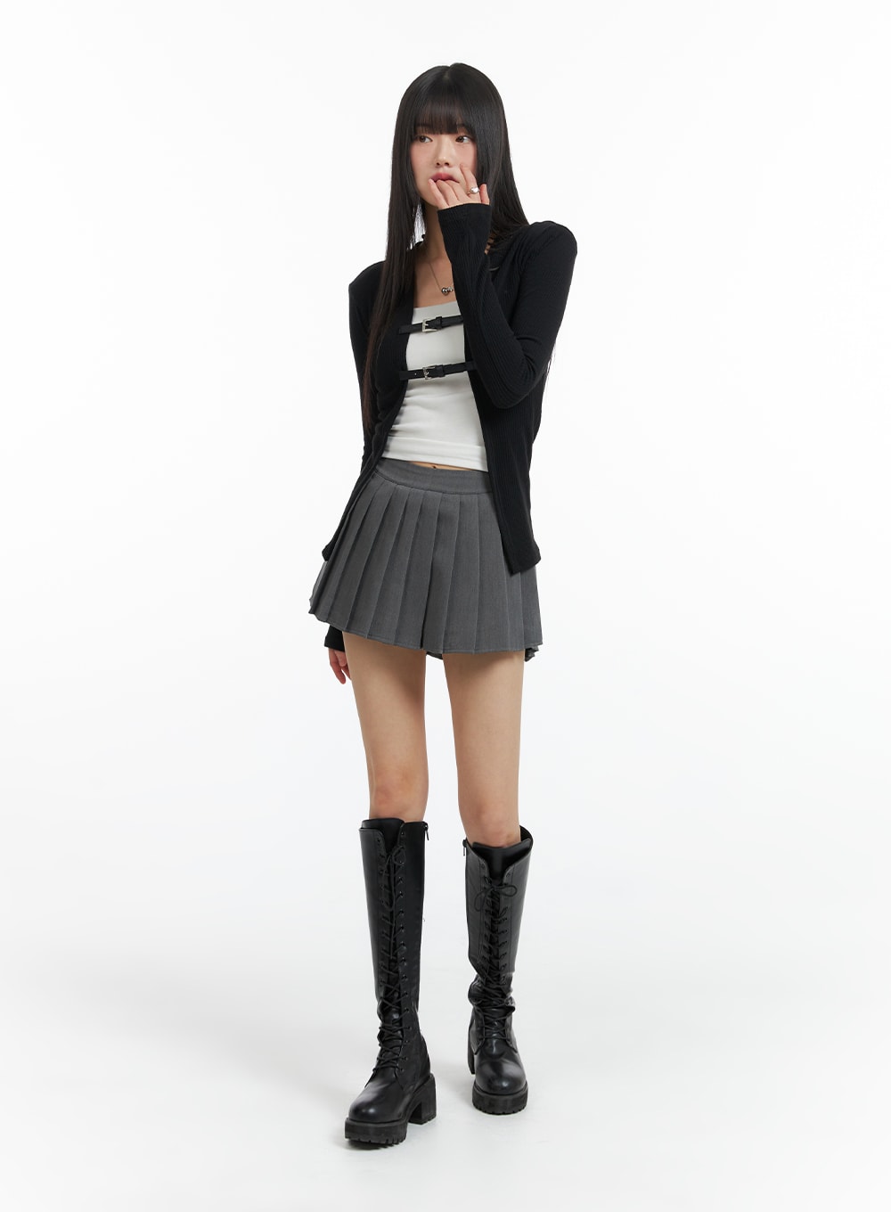 solid-pleated-mini-skirt-cf420