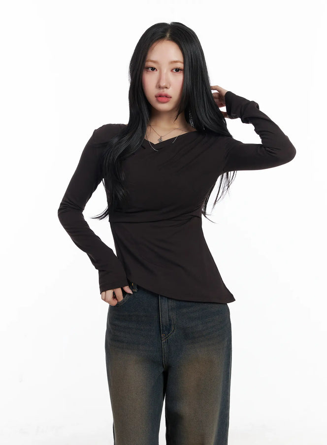 asymmetric-ruched-long-sleeve-top-cj514