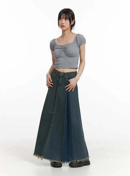 distressed-hem-denim-maxi-skirt-cl403