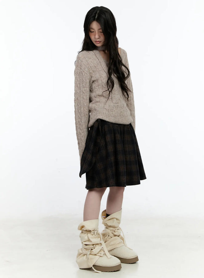 plaid-tie-wrap-midi-skirt-cn517