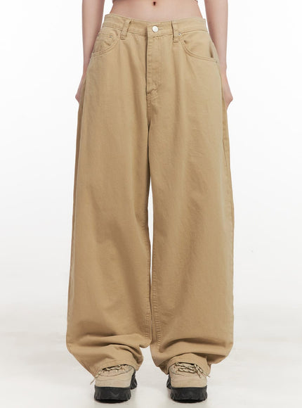 relaxed-fit-wide-leg-pants-cf514 / Beige