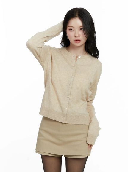 essential-round-neck-cardigan-f502 / Beige