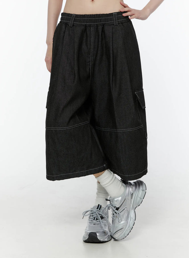 ultra-wide-leg-jorts-cu505 / Black
