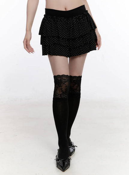 polka-dot-tiered-mini-skirt-cs530 / Black