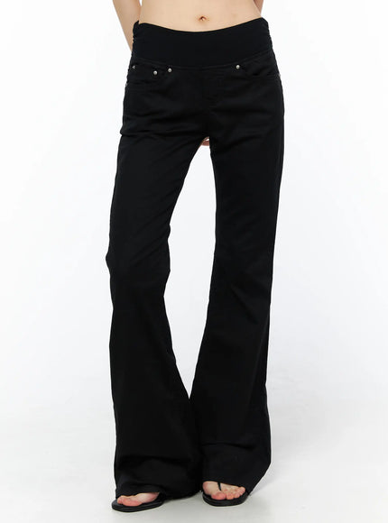 shirred-bootcut-pants-cu511 / Black