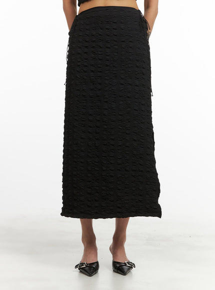 textured-maxi-skirt-cy424 / Black