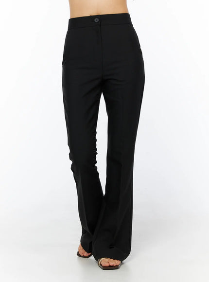 Basic High-Waist Stretch Flared Slacks CU522 in Black, size L