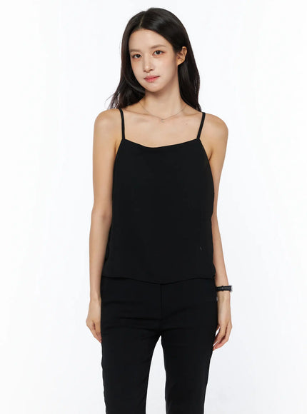 Sheer Ribbon Cami Top CU522 in Black, size S/M