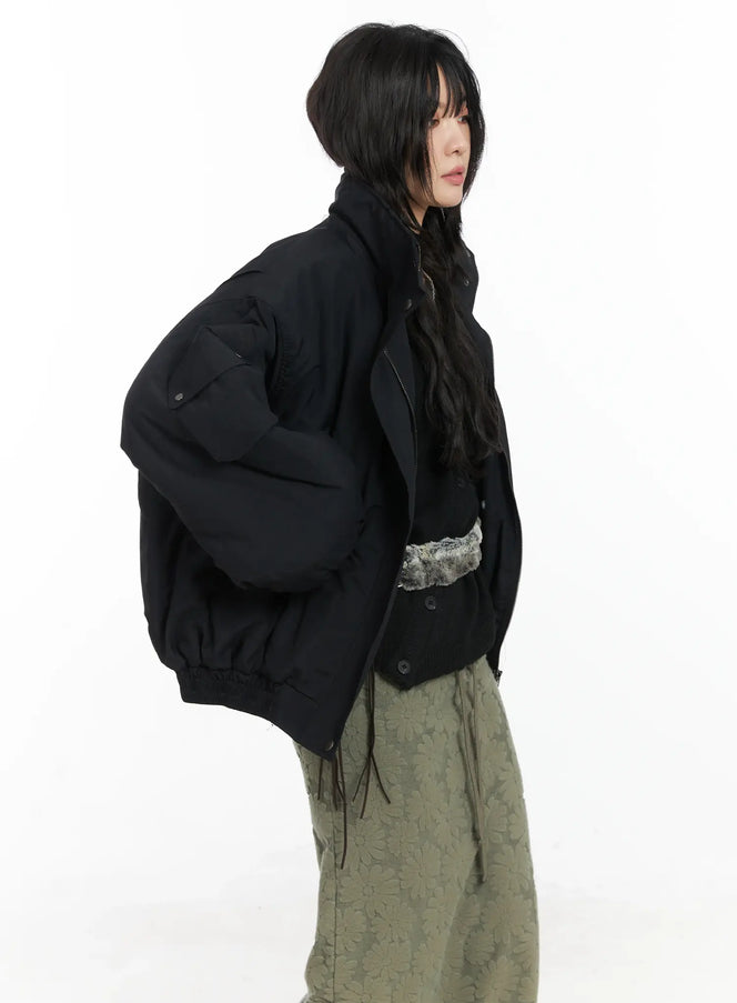 overfit-cargo-bomber-jacket-cn528 / Black