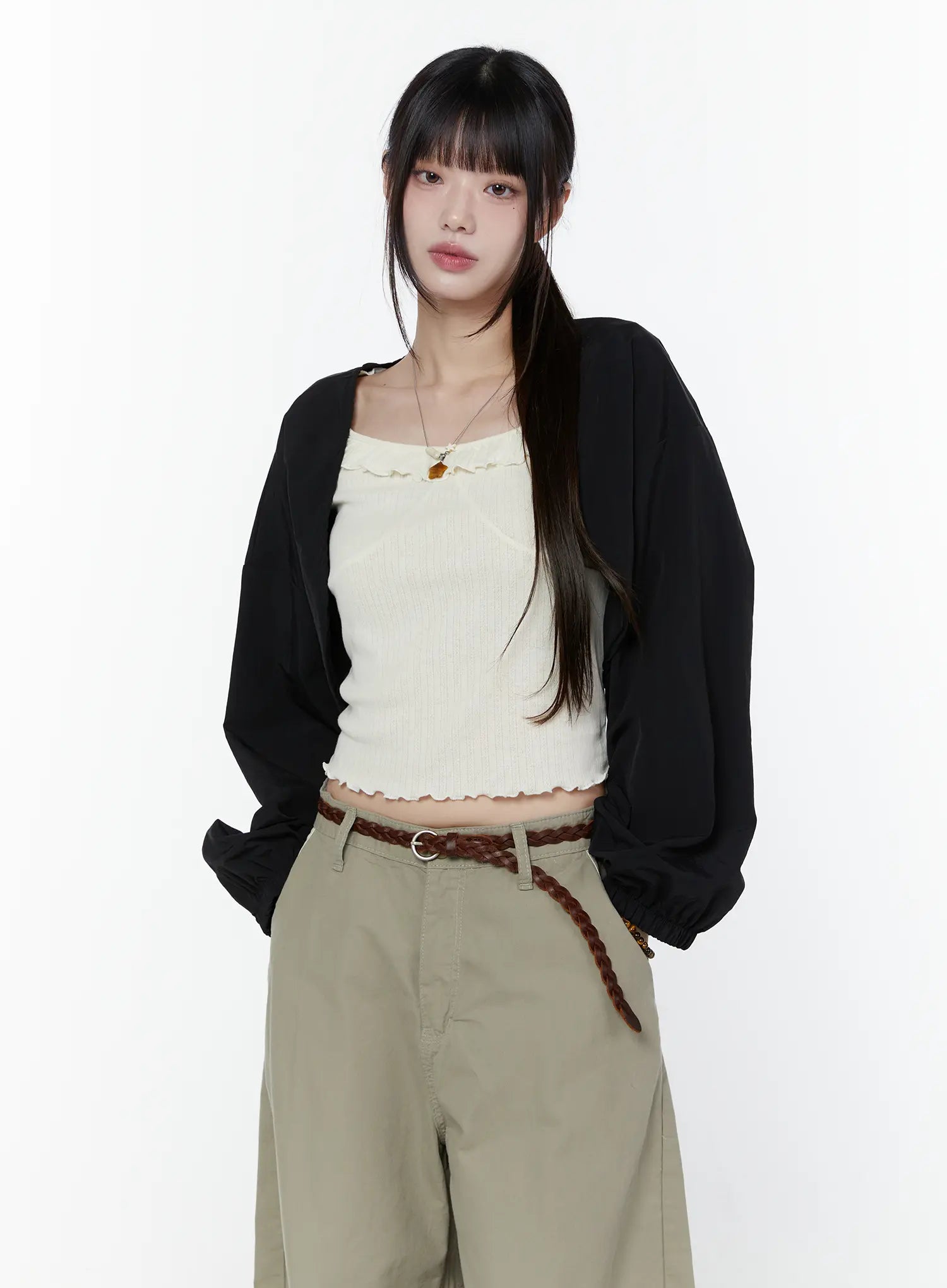 string-detail-bolero-cu508 / Black