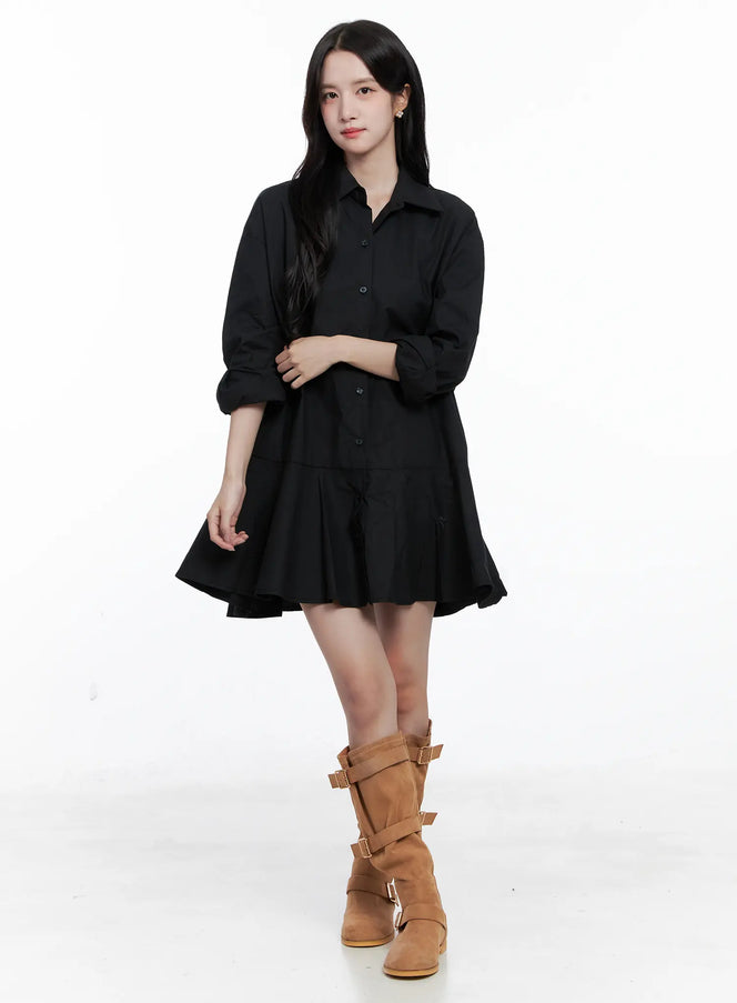 button-up-midi-dress-cs519 / Black