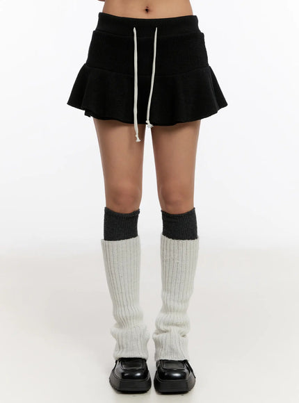 ruffle-flare-mini-skirt-cn527 / Black