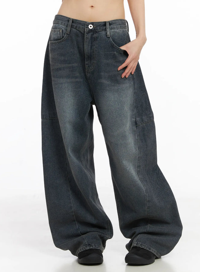 danna-fleece-wide-fit-jeans-cj501 / Blue