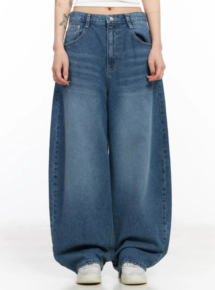 jieu-vintage-washed-wide-leg-jeans-cm516 / Blue