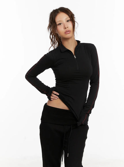 chic-half-zip-up-slim-fit-top-cd517