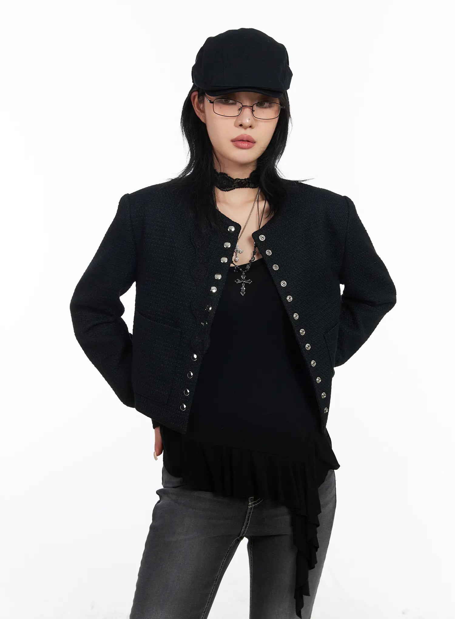 tweed-snap-button-jacket-cd1202