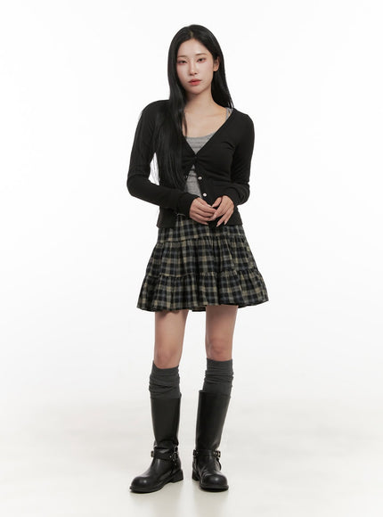 checkered-ruffle-mini-skirt-cd404