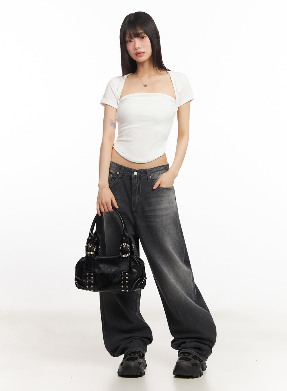Mariana Washed Wide-Leg Jeans IA528 by Lewkin