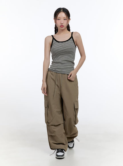 Nylon Wide Fit Cargo Pants CL424