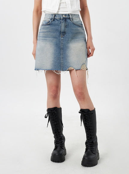 Denim Ripped Mini Skirt CY303