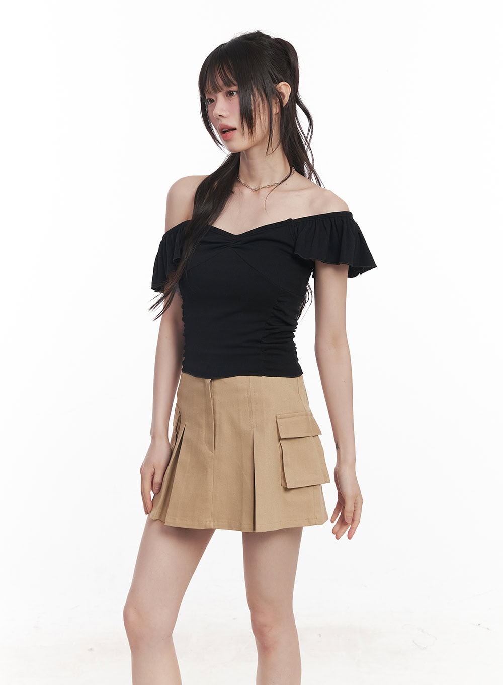 frill-sleeve-cami-top-cy520 / black