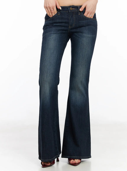 navy-low-rise-bootcut-jeans-cm517 / Dark blue