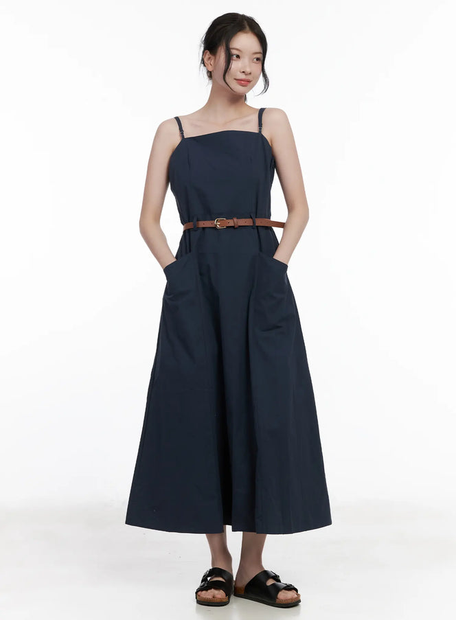 adjustable-strap-belted-maxi-dress-ca509 / Dark blue