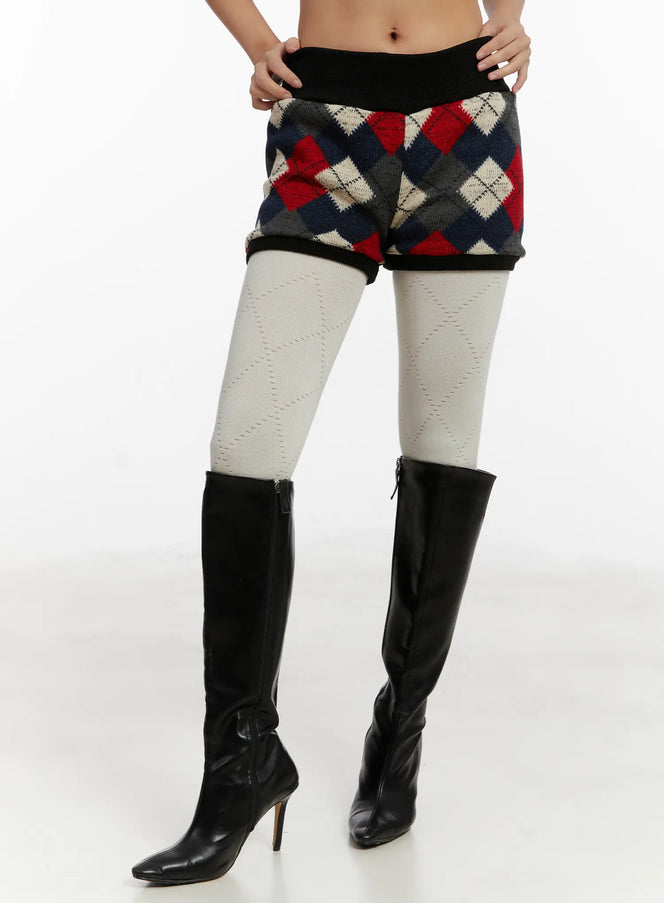 argyle-knit-shorts-cd512 / Dark blue