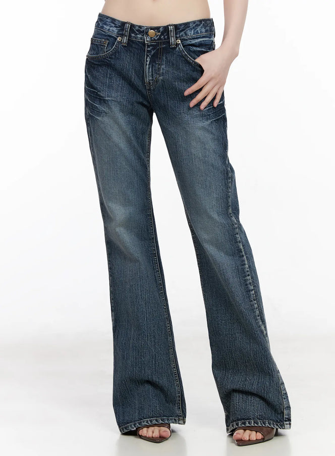 carey-vintage-washed-bootcut-flared-jeans-cm526 / Dark blue