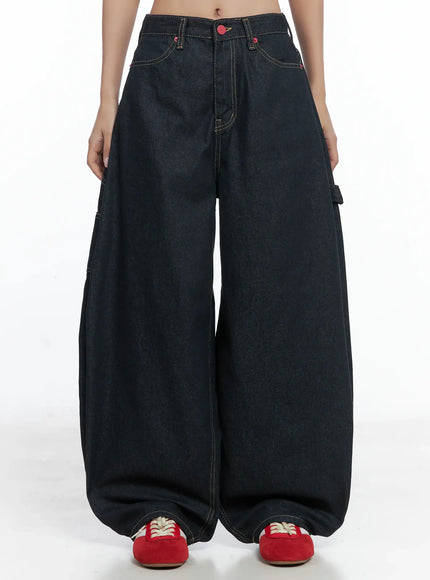heart-pocket-balloon-jeans-cs503 / Dark blue