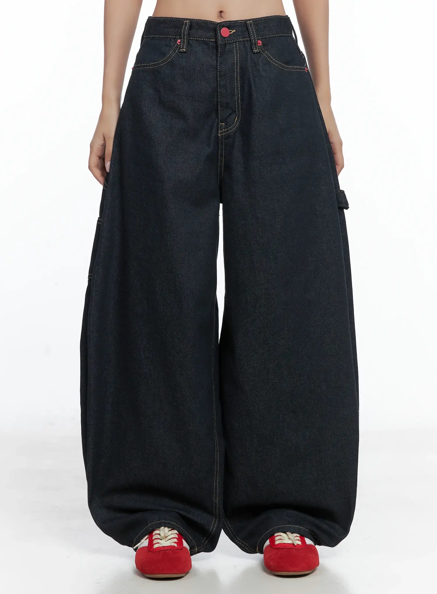 Heart Pocket Balloon Jeans CS503 in Dark blue, size L