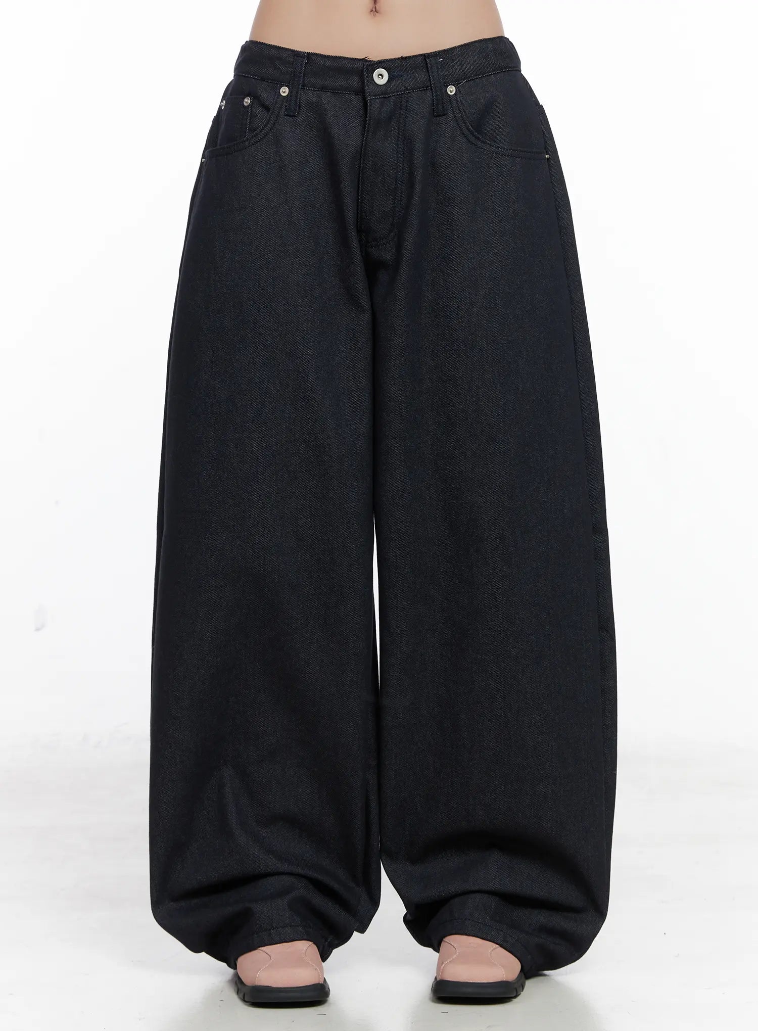 Solana Unwashed Wide-Leg Jeans CN514 in Dark blue, size L