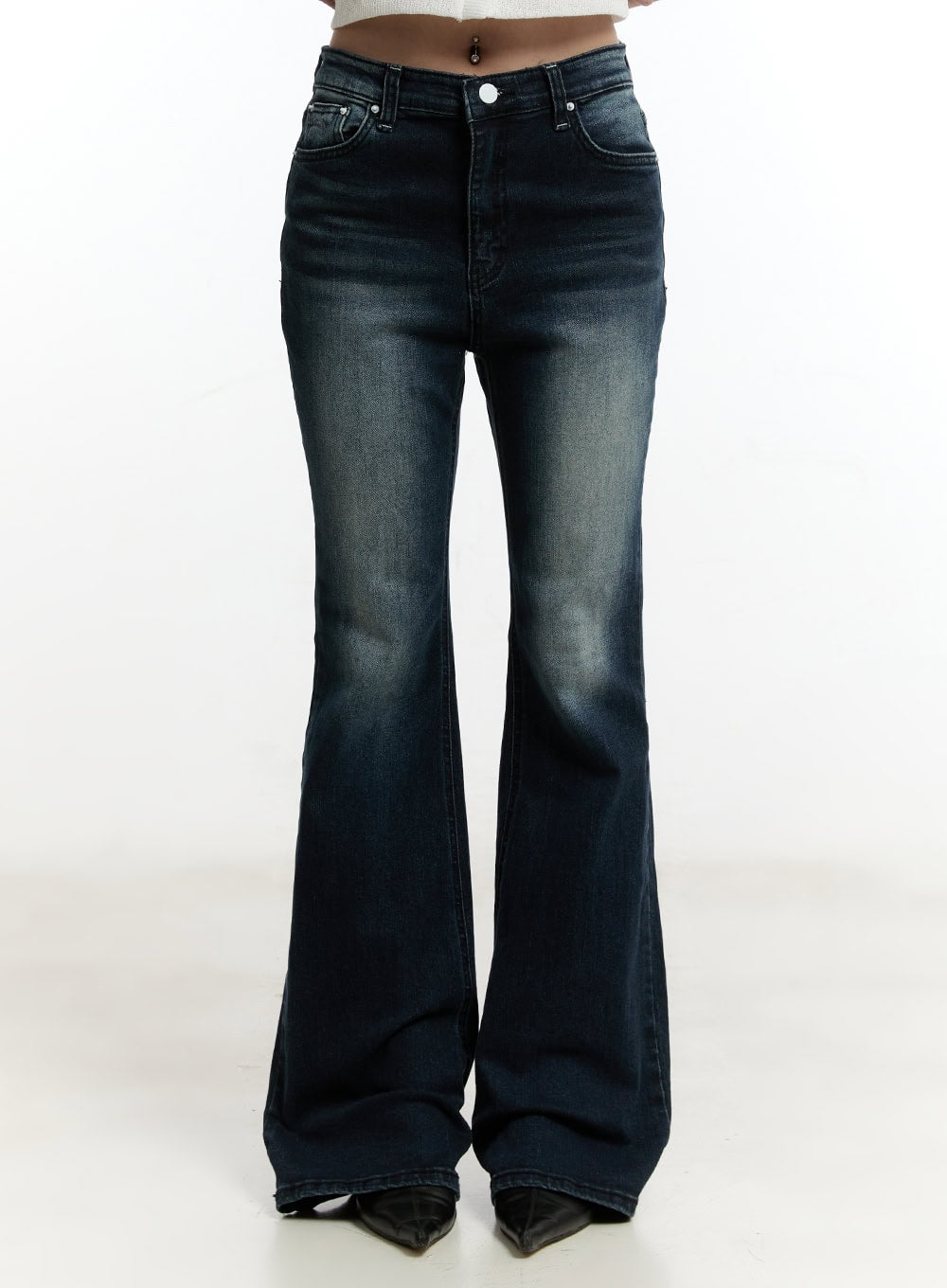 Ruelle Slim Washed Bootcut Jeans CY501 in Dark blue, size L