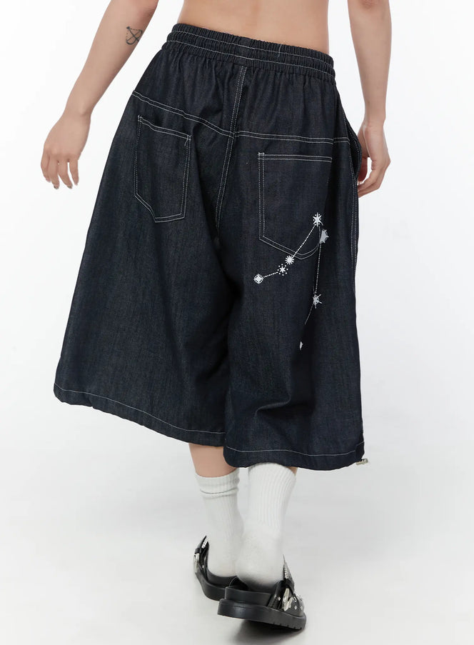 embroidered-jorts-cy515 / Dark blue